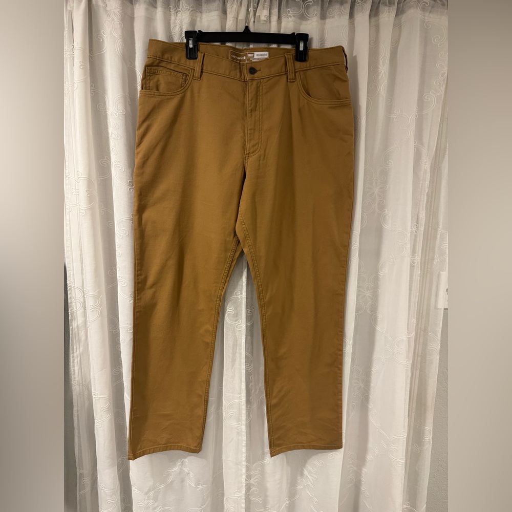 Carhartt Men's 38X32 Rugged Flex Relaxed Fit Canvas 5 Pocket Work Pants Tan